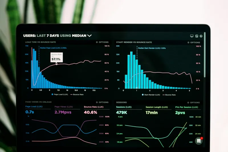 Auswertungs-Dashboard auf einem Laptop